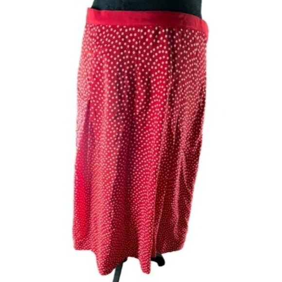 Pendleton Red & White Polka Dot Midi Skirt Size 8 Silk blend Classic Work - Picture 3 of 9